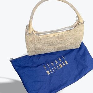 Stuart Weitzman Shoulder Bag  Beige Gloss Checked‎ Dotcom Napa Purse
